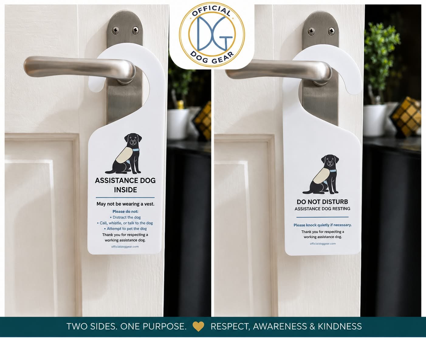 NEW PRE-ORDER: Reversible Assistance Dog Door Hanger – Assistance Dog Inside / Do Not Disturb